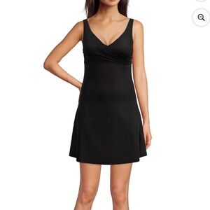 Lands End  - BNWT- adjustable Swim Dress One-Piece Swimsuit Black Large (14-16)